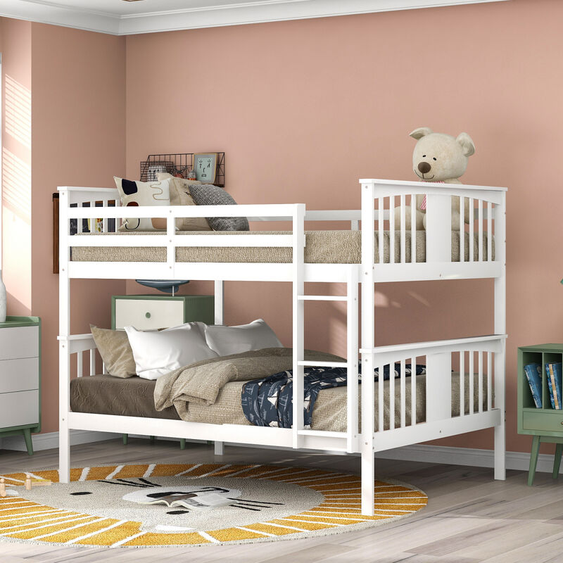 Full Over Full Bunk Bed With Ladder For Bedroom, Guest Room Furniture