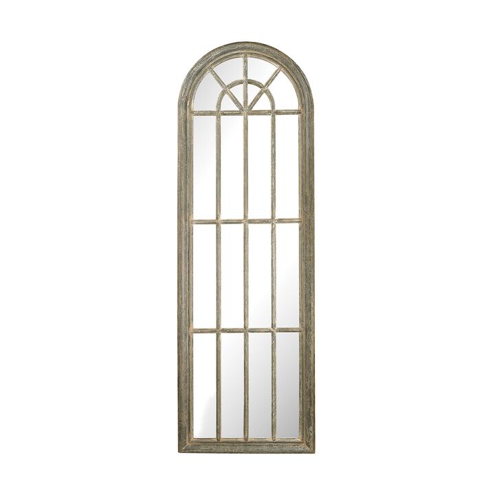 71" Grey Full Length Arched Window Pane Mirror