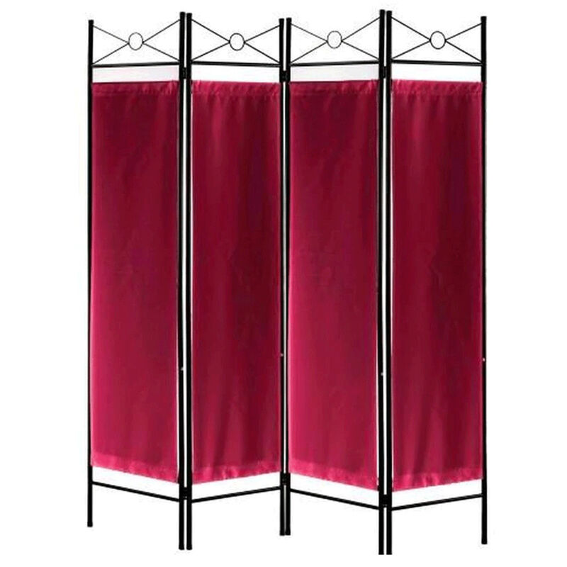Legacy Decor 8 Panel Metal and Woven Fabric Room Divider with Two Way Hinges Black Color