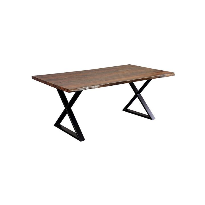 Porter Designs Manzanita Live Edge Solid Sheesham Wood Dining Table, Brown