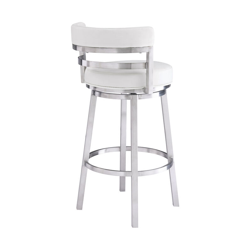 Madrid  Counter Height Swivel Black Faux Leather and Metal Bar Stool