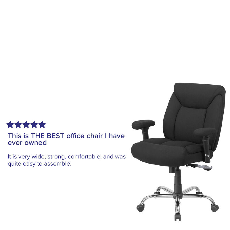 HERCULES Series Big & Tall 400 lb. Rated Black Fabric Deep Tufted Swivel Ergonomic Task Office Chair with Adjustable Arms