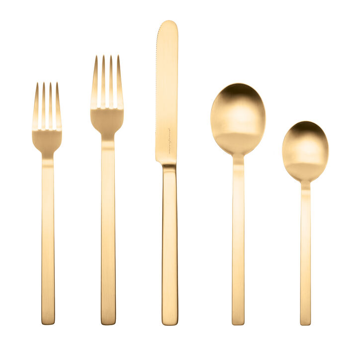 Stile By Pininarina 5-Piece Flatware Set in Ice Gold