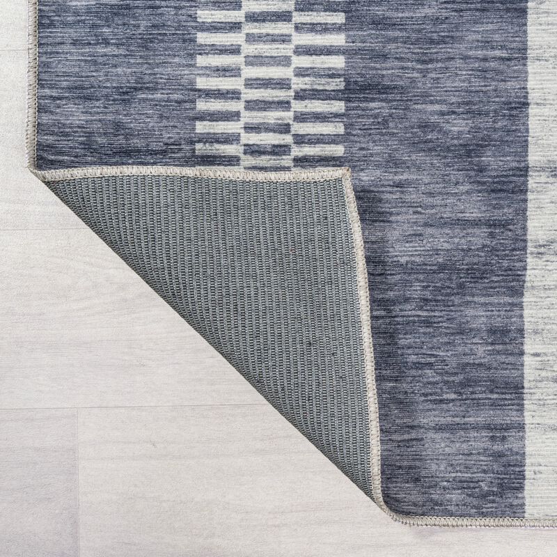 Vichy Geometric Striped Machine Washable Area Rug