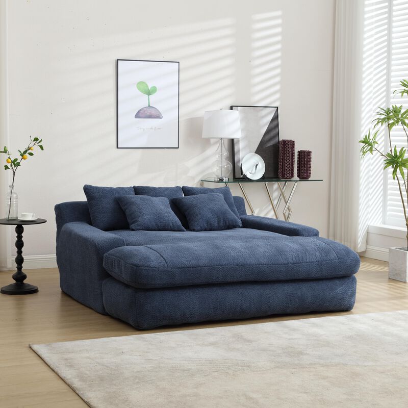 Merax Chenille 2-seater Lazy Sofa With 5 Back Pillows