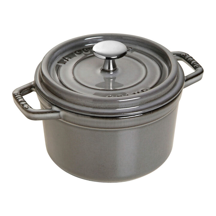 Staub Cast Iron 0.75-qt Round Cocotte - Graphite Grey