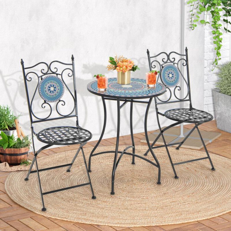 Hivvago Set of 2 Patio Mosaic Chairs Metal Folding Chairs