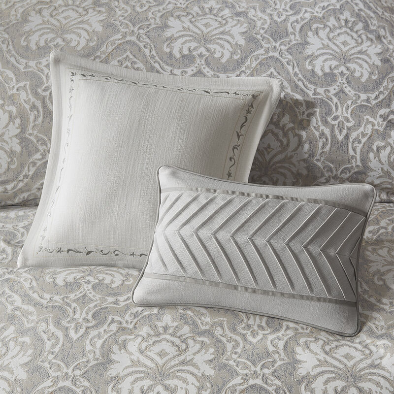Gracie Mills Harding Luxurious Damask Jacquard 8-Piece Comforter Set