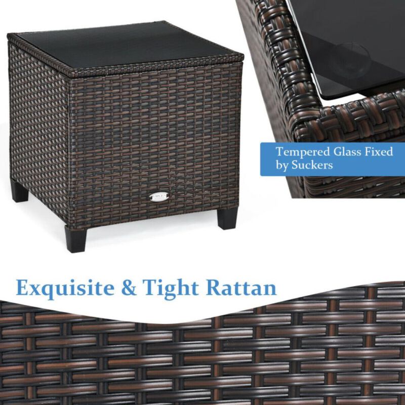 Hivvago 3 Pieces Rattan Patio Furniture Set with Washable Cushion