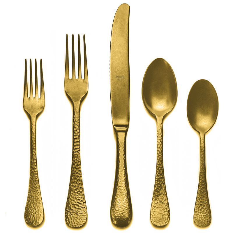 Epoque 20 Piece Flatware Set in Pewter Gold