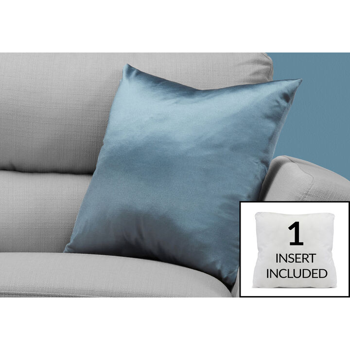 Monarch Specialties I 9342 Pillows, 18 X 18 Square, Insert Included, Decorative Throw, Accent, Sofa, Couch, Bedroom, Polyester, Hypoallergenic, Blue, Modern