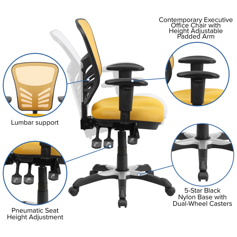 Nicholas Mid-Back Dark Gray Mesh Multifunction Executive Swivel Ergonomic Office Chair with Adjustable Arms