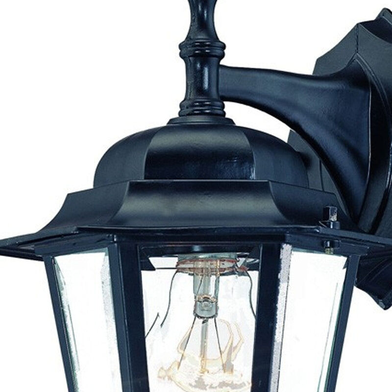 Homezia Matte Black Glass Hanging Lantern Wall Light