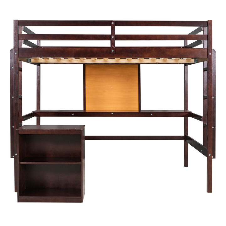 Merax Modern  Wooden Loft Bed with Desk