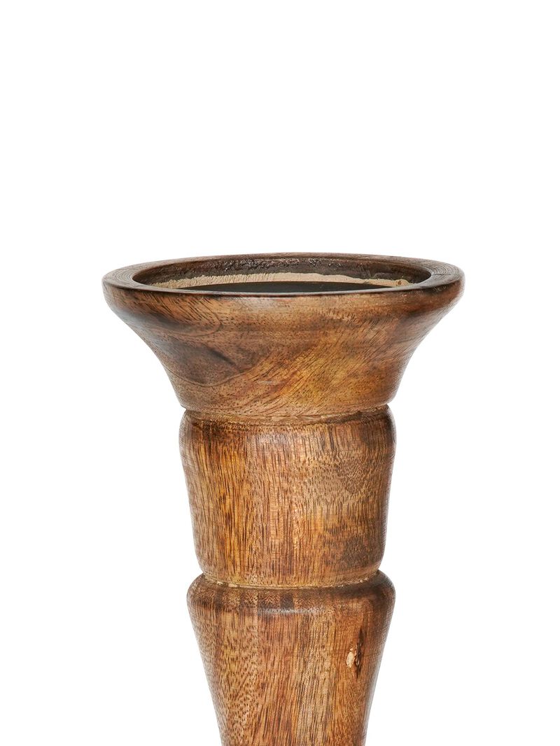 Traditional Medium Burnt Eco-friendly Handmade Mango Wood Set Of Five 6",9",12",9" & 6" Pillar Candle Holder BBH