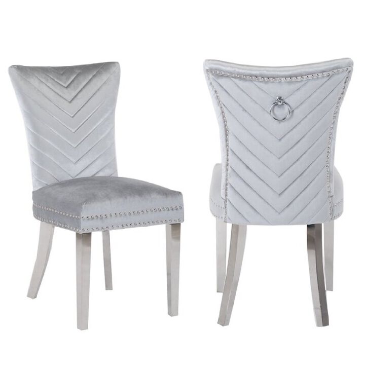 Eva 2 Piece Dining Chairs Finished with Velvet Fabric