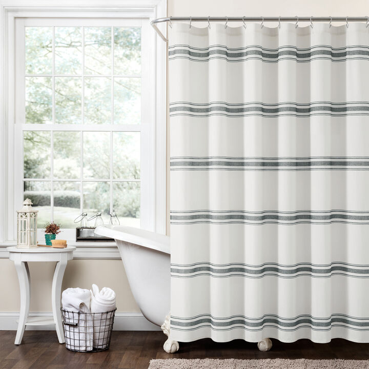 Farmhouse Stripe Cotton Shower Curtain