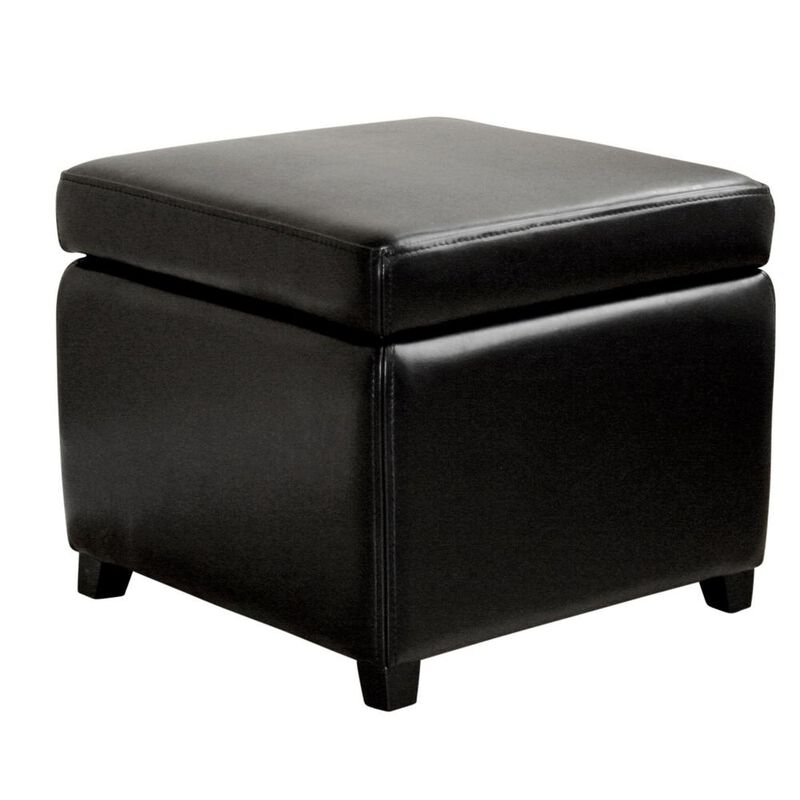 Baxton Studio Black Faux Leather Small Storage Cube Ottoman