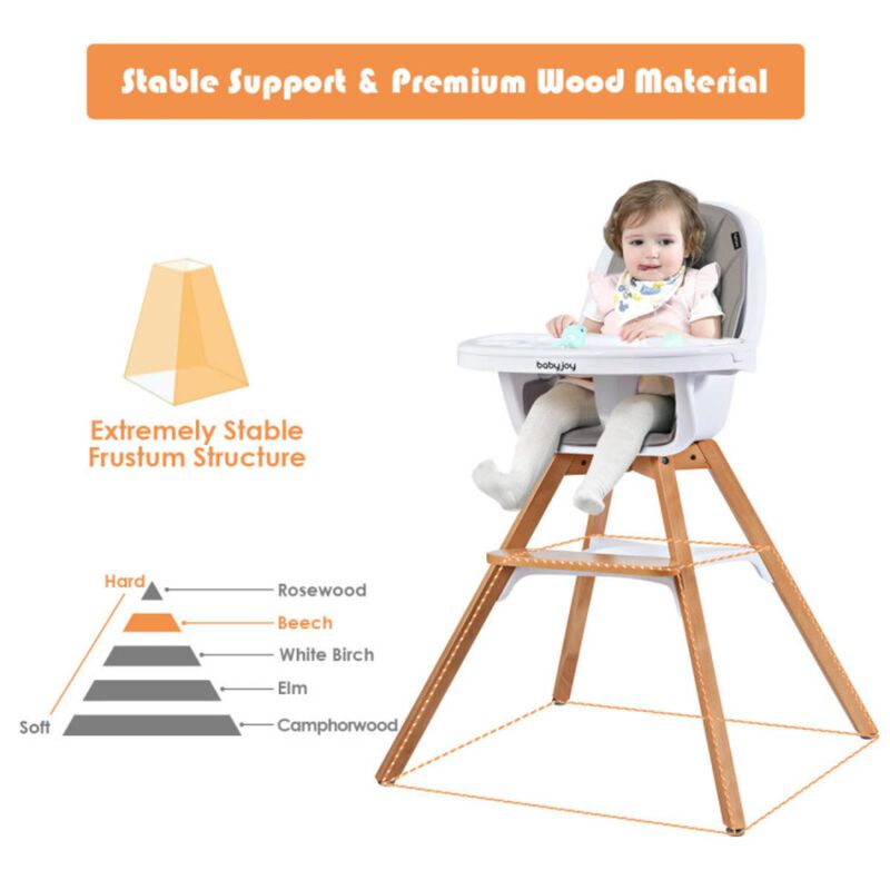 Hivvago 3-in-1 Convertible Wooden Baby High Chair