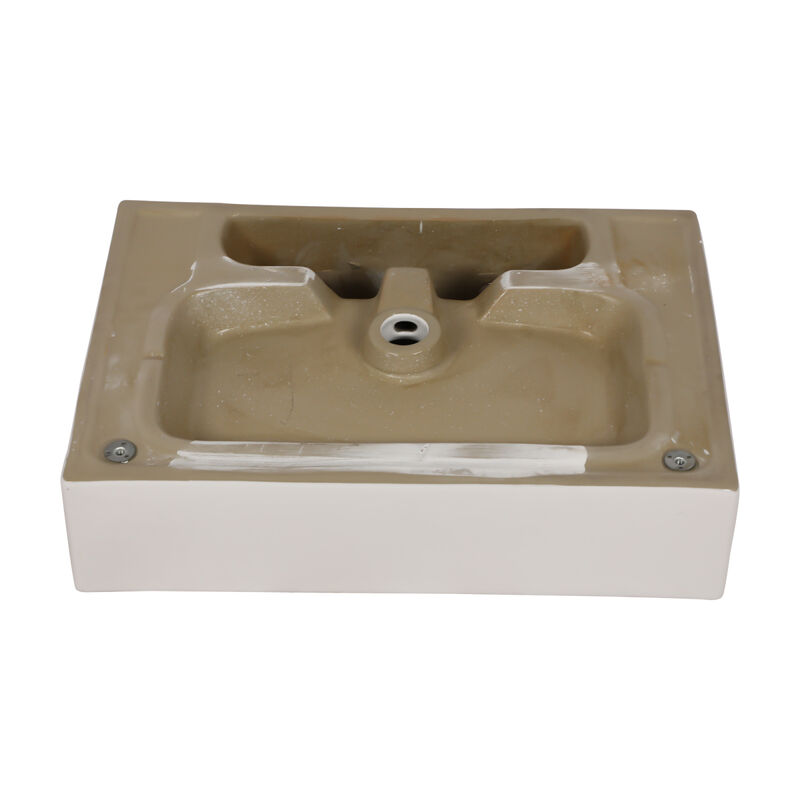 24" Bathroom Console Sink with Overflow, Ceramic Console Sink White Basin Gold Legs