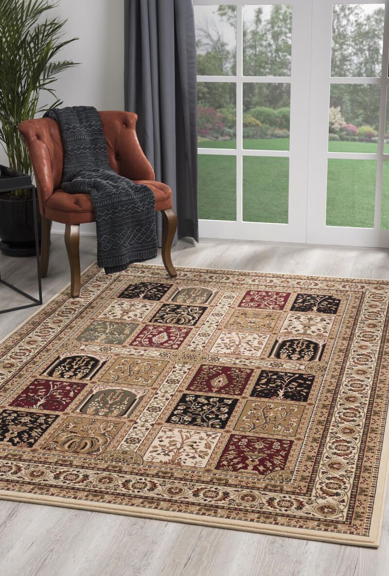 Majestic Traditional Moroccan Four Season Beige Red Indoor Area Rug