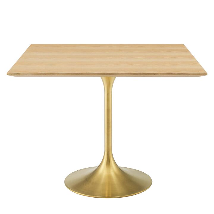 Modway - Lippa 36" Square Wood Dining Table Gold Natural