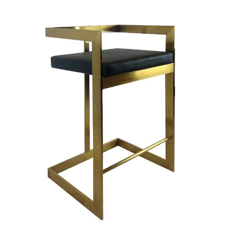 Bar Chair, 26", Black, Gold Base