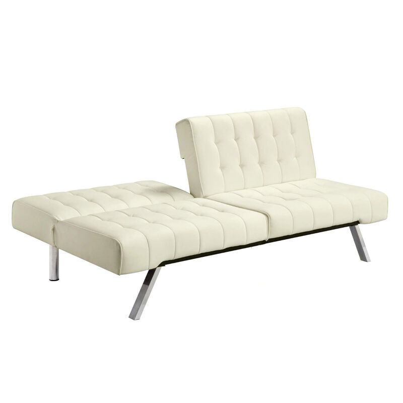 Splitback Multi Position Futon Sofa Sleeper in Vanilla