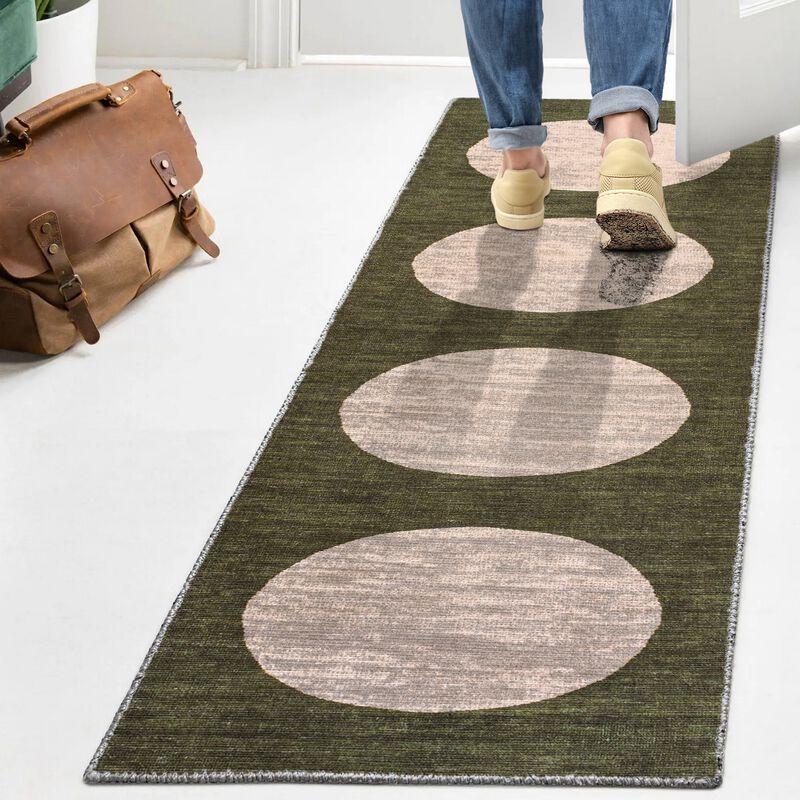 Cirkel Minimalist Geometric Dot Machine Washable Area Rug