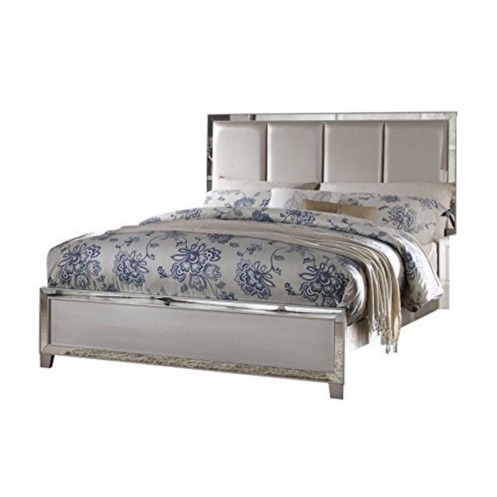 Contemporary Style Elegant Queen Size Bed With Padded Headboard, Gold-Benzara