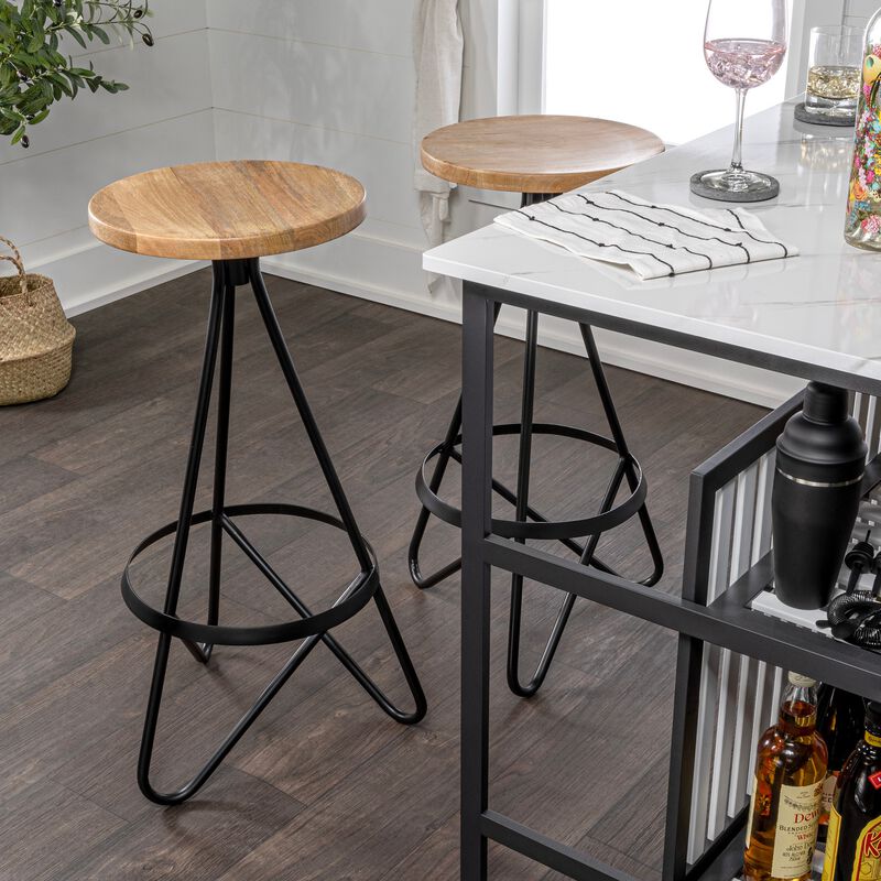 Spiroa 30" Modern Industrial Metal Backless Circular Bar Stool