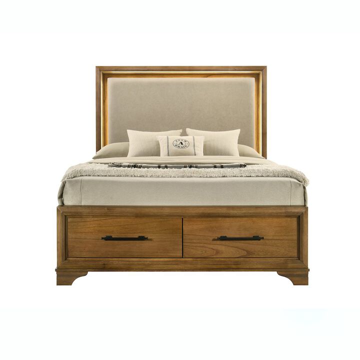 New Classic Furniture Talcott Wood Queen Storage Platform Bed in Honey/Brown