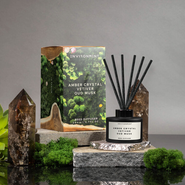 ENVIRONMENT 200mL Reed Diffuser Inspired by Baccarat Rouge 540® - Amber Crystal | Vetiver | Oud Musk