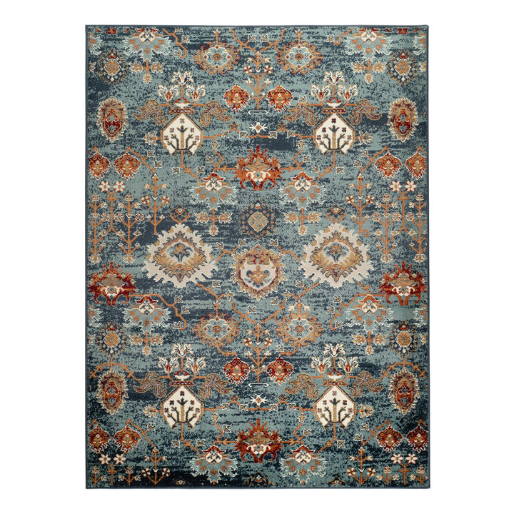 Allure Elina Teal Oriental Area Rug 7'9"x9'9"