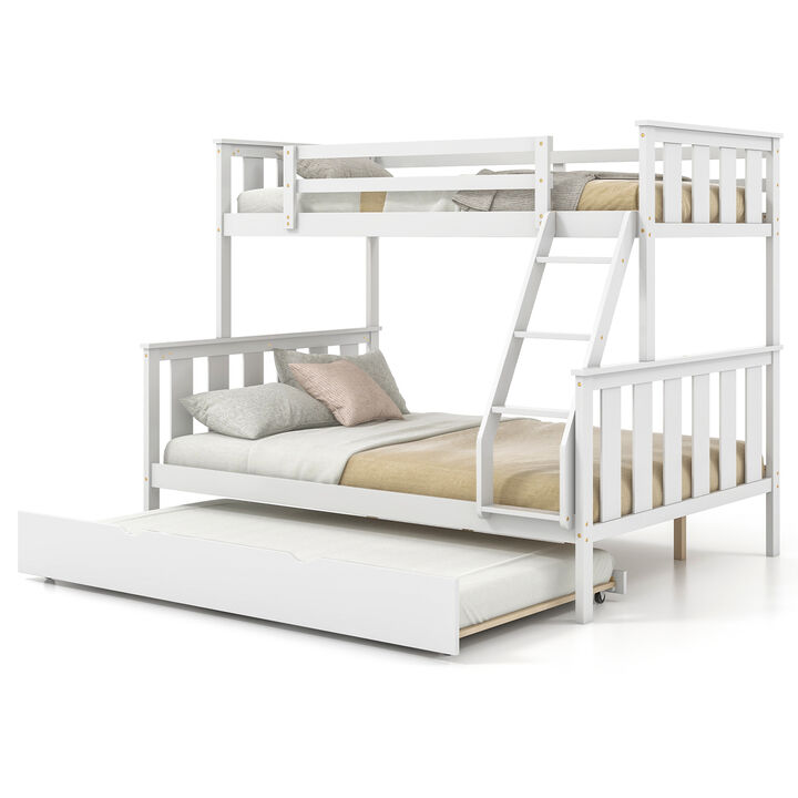 3-in-1 Twin Over Full Bunk Bed with Trundle and Ladder