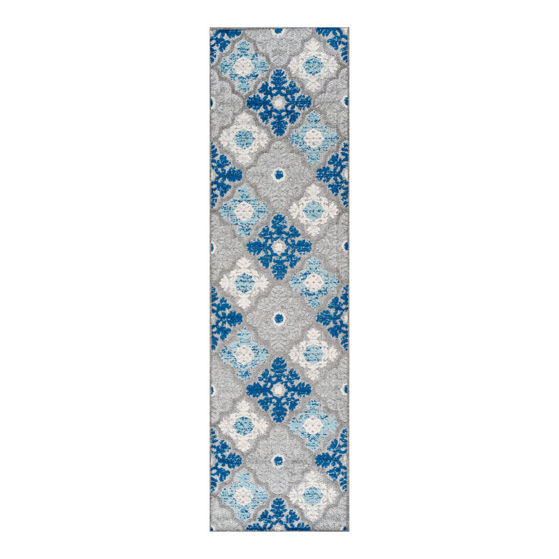 Cassis Ornate Ogee Trellis High-Low Indoor/Outdoor Area Rug