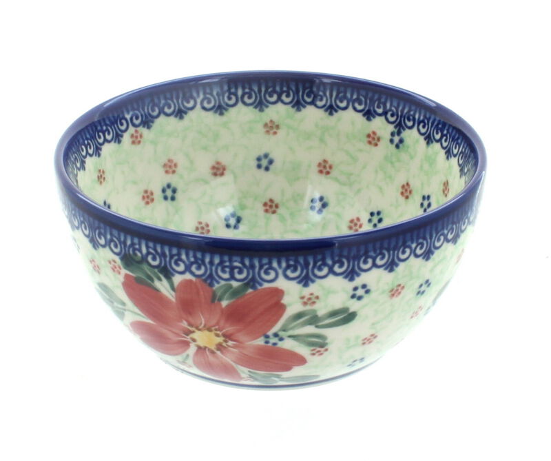 Blue Rose Polish Pottery Poinsettia Dessert Bowl