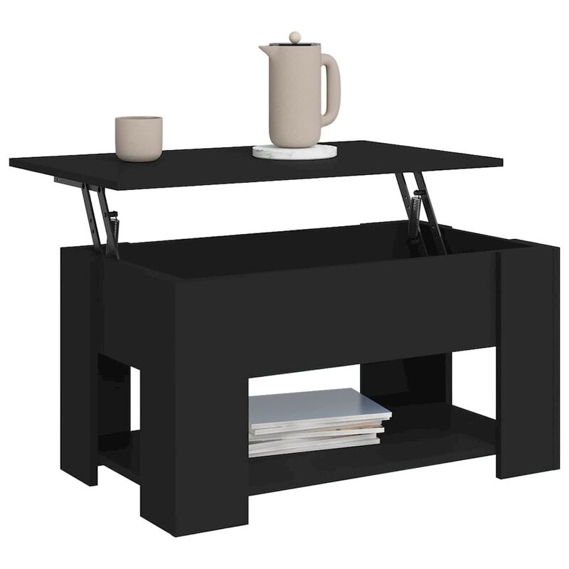 Coffee Table Black 31.1"x19.3"x16.1" Engineered Wood