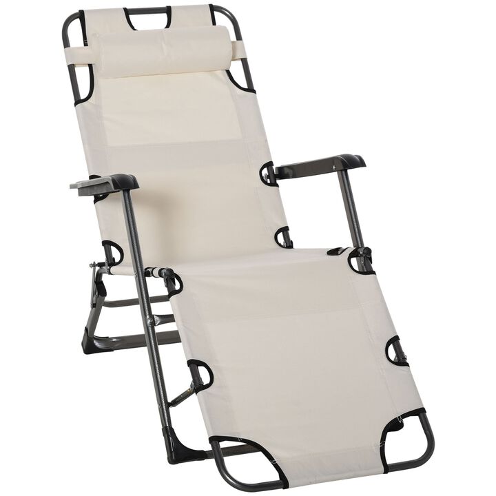 Outdoor Relaxation: Adjustable Footrest Lounge Chair with Pillow