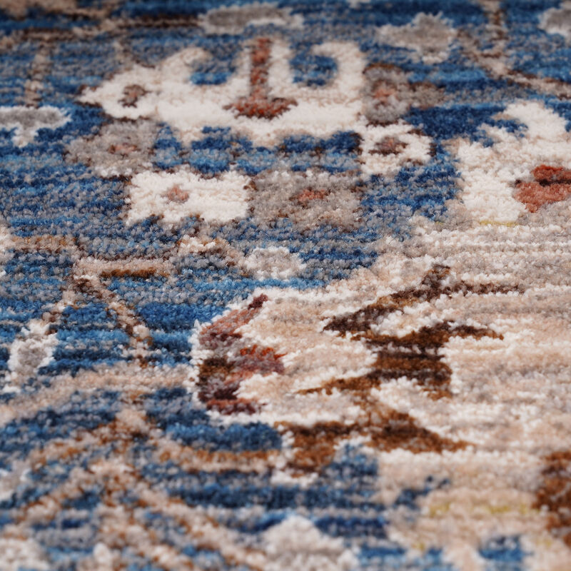 Arcadia Northam Blue Oriental Polyester Area Rug