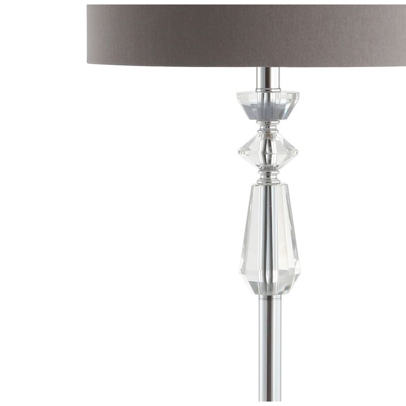 Layla 59.5" Crystal / Metal LED Floor Lamp, Clear/Chrome With Gray Shade