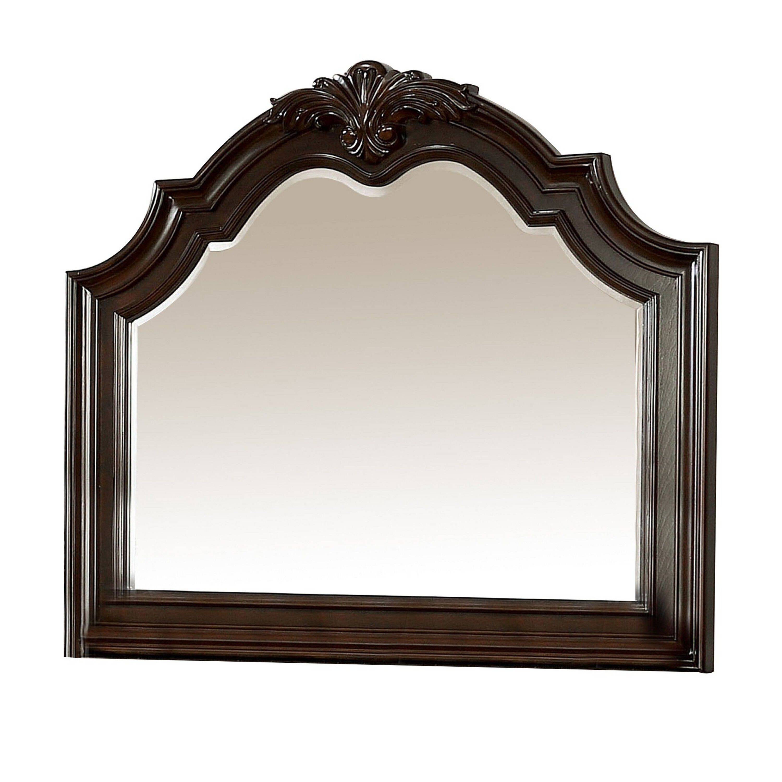 Benzara Traditional Style Mirror with Carved Details and Crown Top