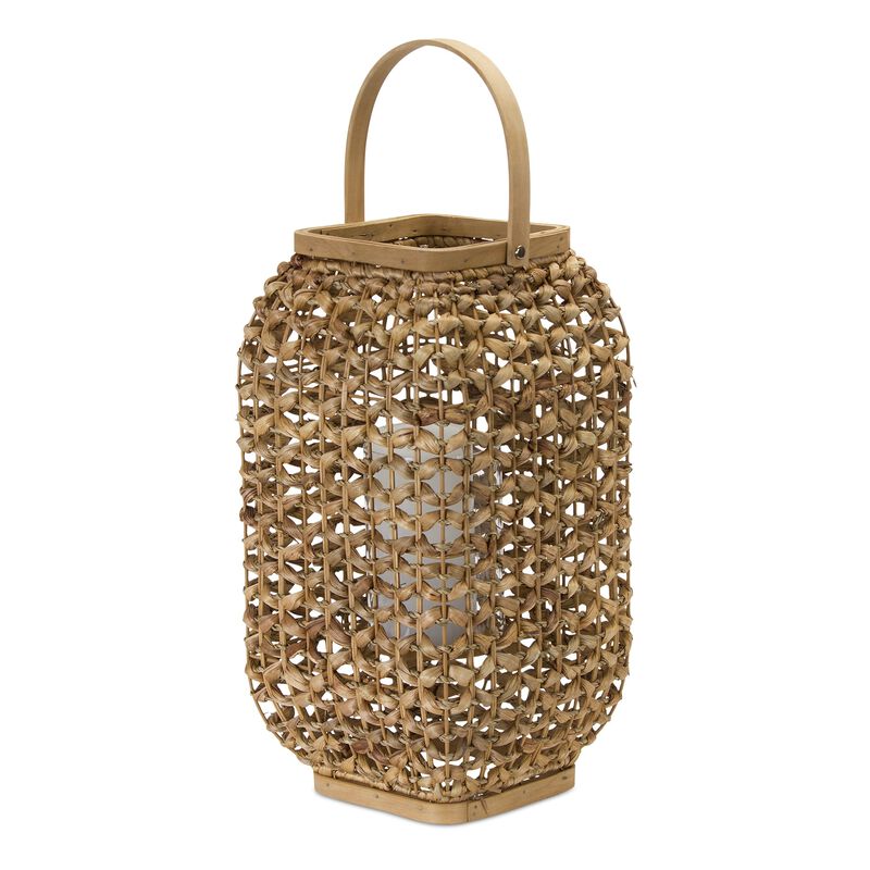 HouzBling Lantern 21.5"H Wicker/Glass