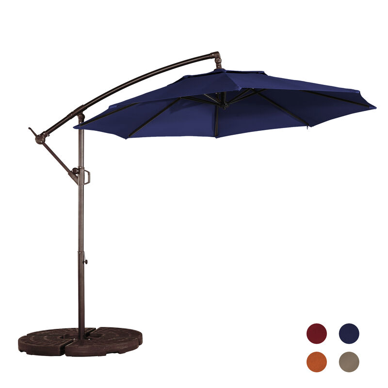 Mondawe 10 Ft Cantilever Patio Offset Umbrella Upgrade Crank Hanging Canopy Umbrella With LED Lamp Bead