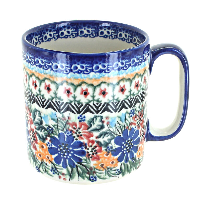 Blue Rose Polish Pottery Garden of Blue Coffee Mug