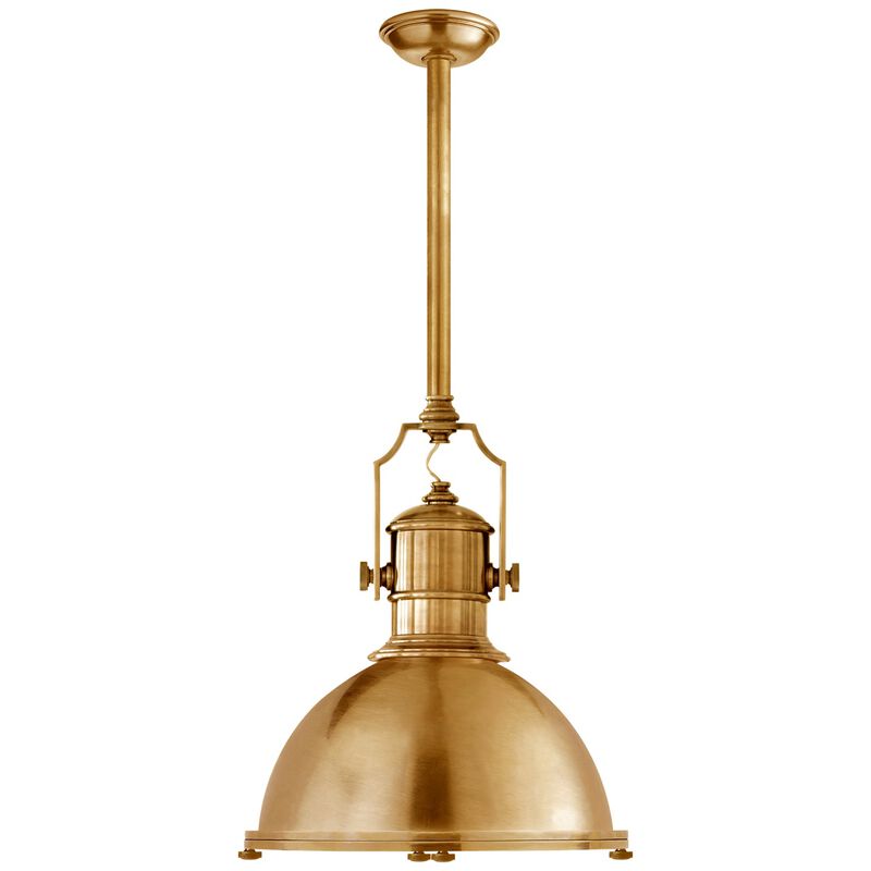 Country Industrial Large Pendant in Antique-Burnished Brass