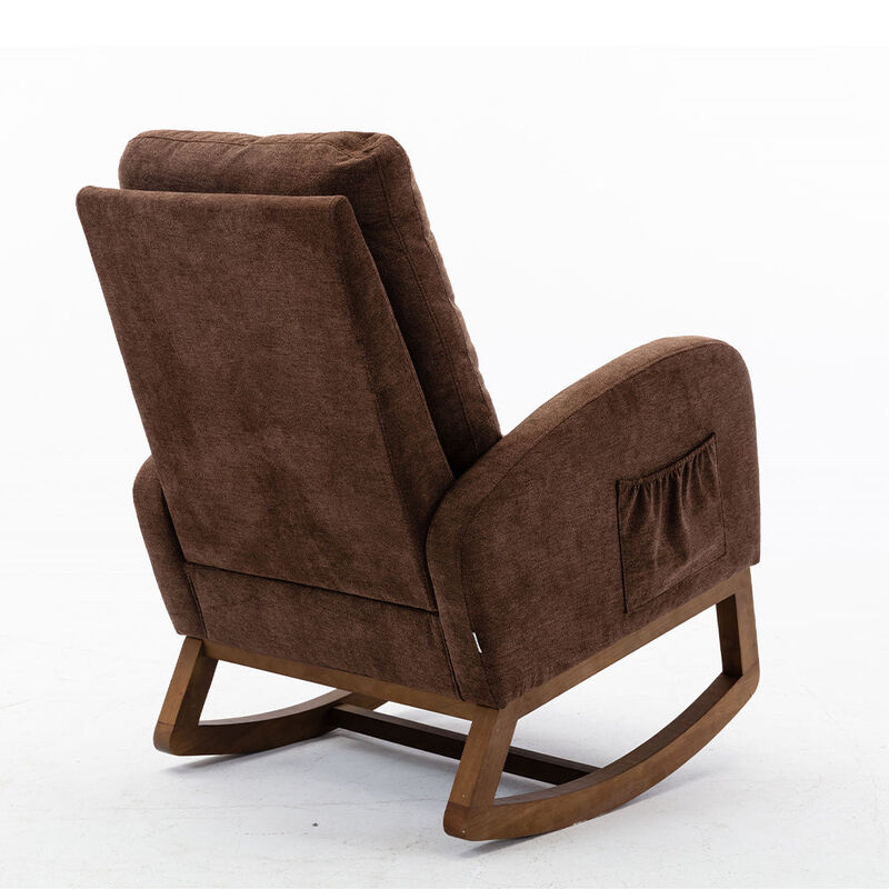 MONDAWE Rocking Chair, Modern Recliner Armchair with Wood Legs and Side Pocket, Nursery Rocking Accent Chair with High Back for Living Room Bedroom