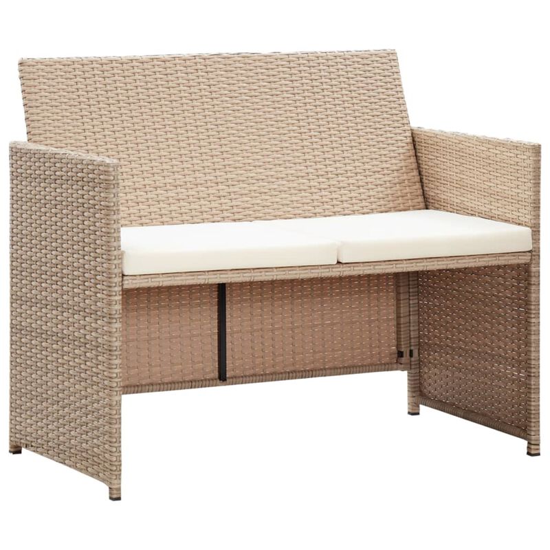 vidaXL 4 Piece Garden Lounge Set with Cushions Beige Poly Rattan