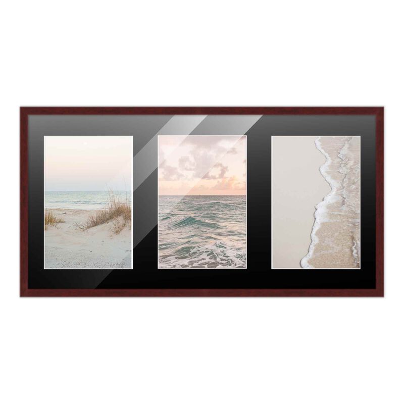 8.5x17 Wood Collage Frame with Black Mat For 3 5x7 Pictures