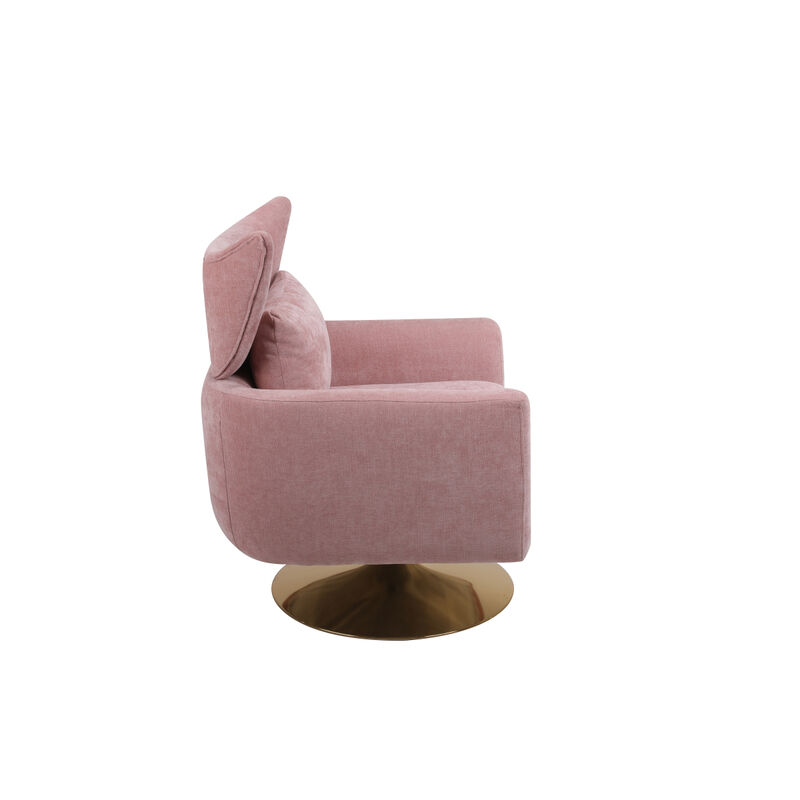 Classic Mid-Century 360-degree Swivel Accent Chair, Pink Linen